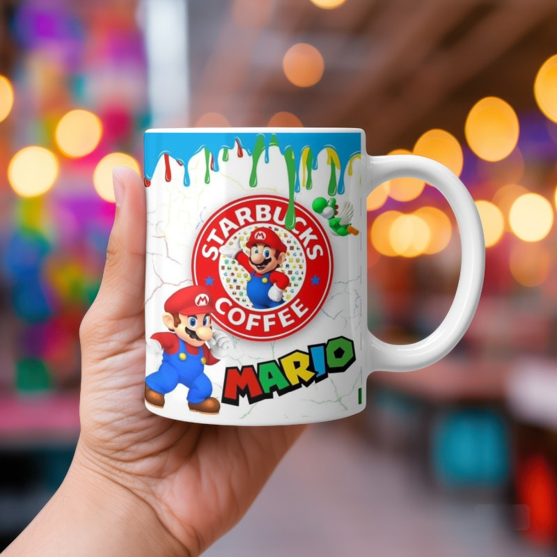 Taza con diseño de mariobross